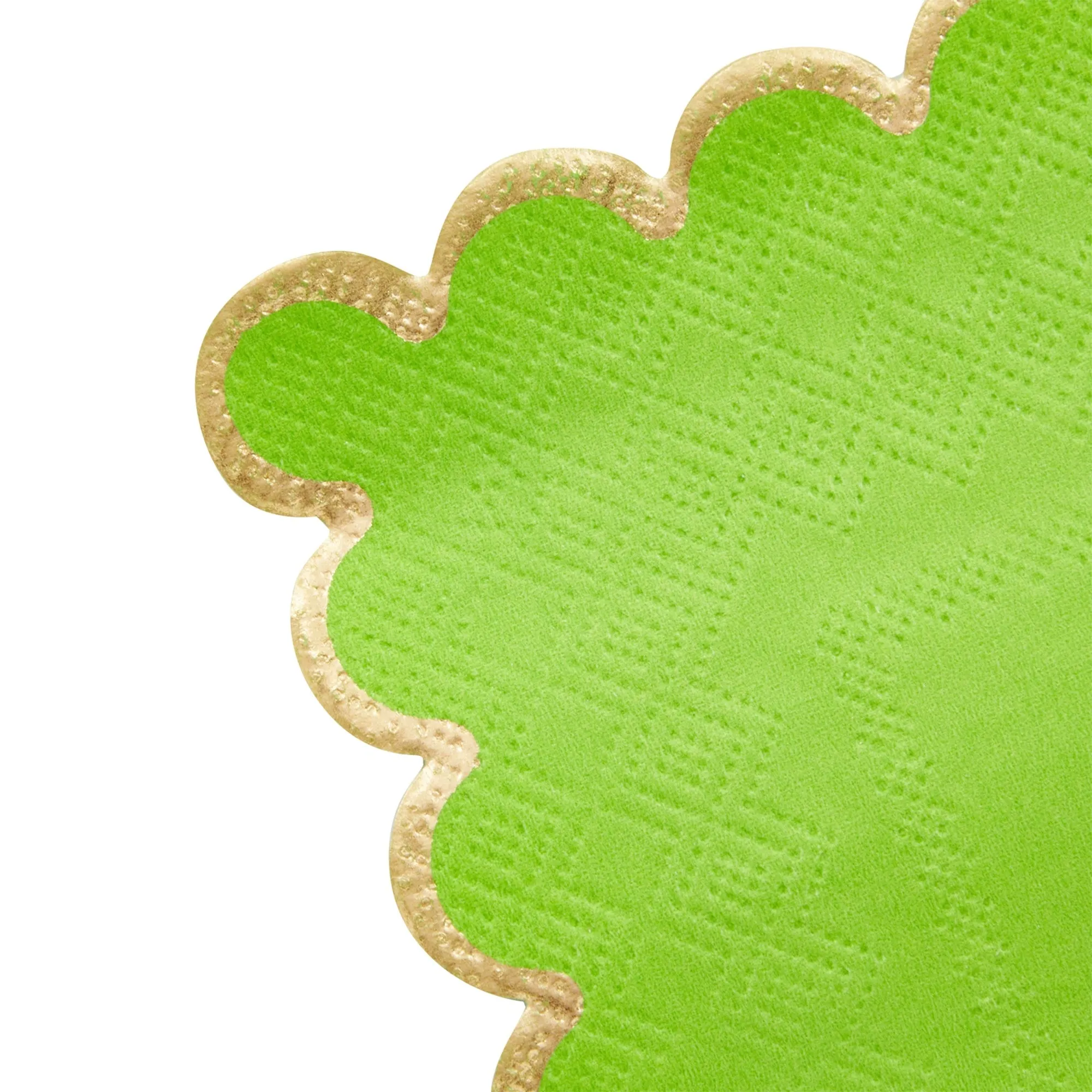 100-Pack Disposable Paper Cocktail Napkins with Scalloped Edges, 5x5-Inch Bulk Serviettes in 4 Shades of Green with Gold Foil Trim
