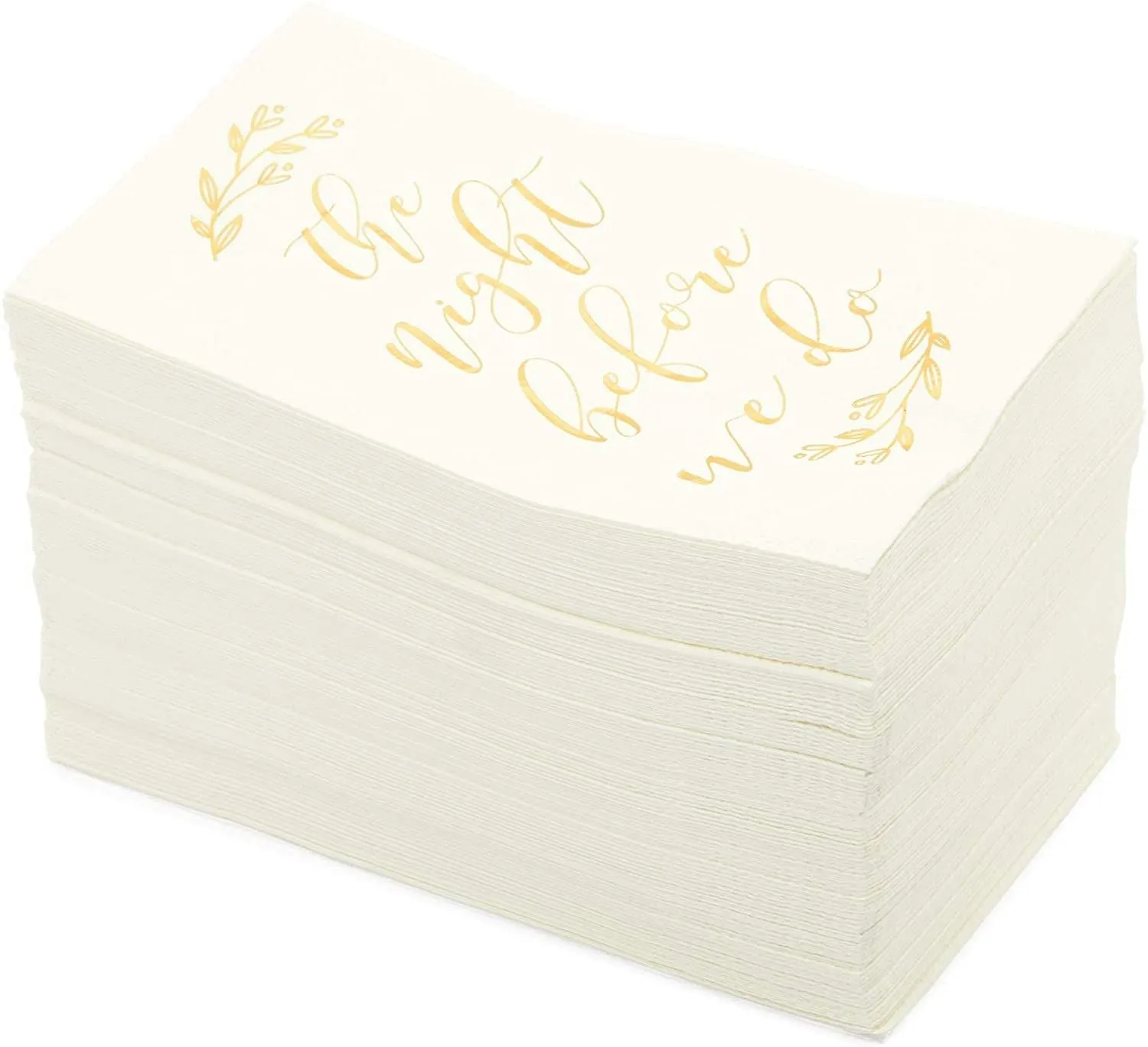 100 Pack Wedding Rehearsal Dinner Napkins with Gold Foil Accents, The Night Before We Do (3-Ply, 4 x 8 In)