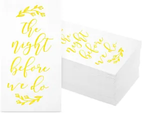100 Pack Wedding Rehearsal Dinner Napkins with Gold Foil Accents, The Night Before We Do (3-Ply, 4 x 8 In)
