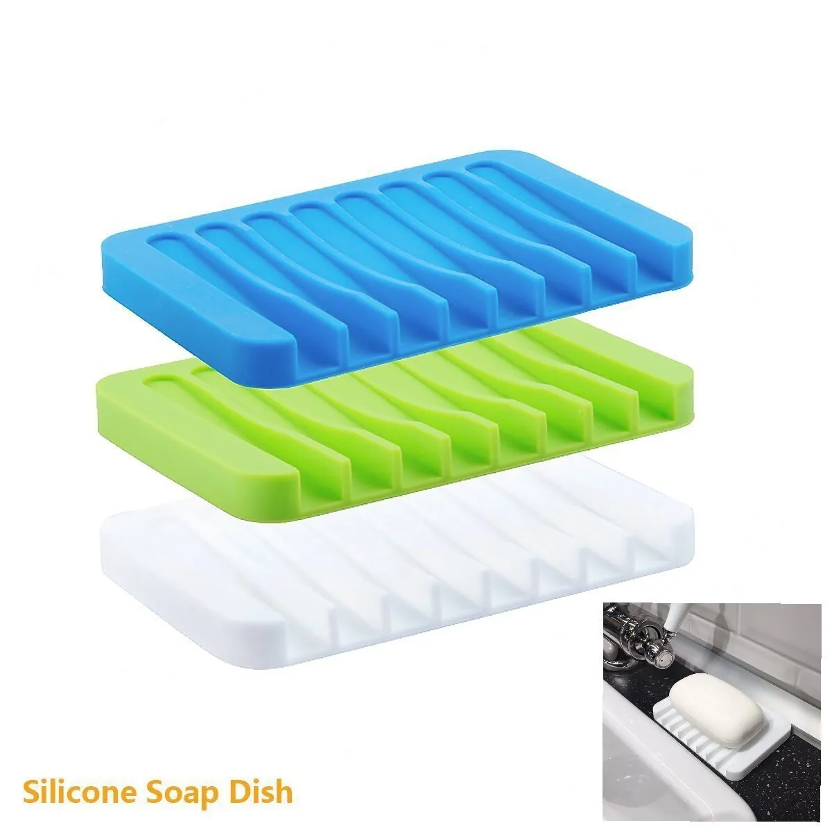 1071 Self Draining Drying Mat Silicone Soap Dish