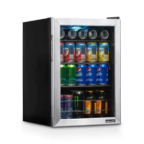 17 In. 90 (12 Oz.) Can Freestanding Beverage Cooler Fridge with Adjustable Shelves, Stainless Steel