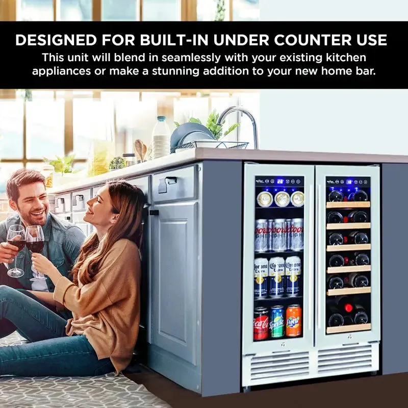 18 Bottle and 56 Can Dual Zone Freestanding Wine and Beverage Refrigerator