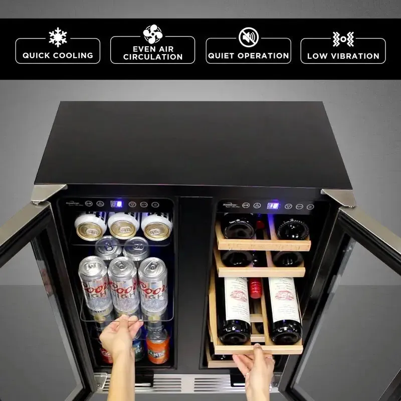 18 Bottle and 56 Can Dual Zone Freestanding Wine and Beverage Refrigerator