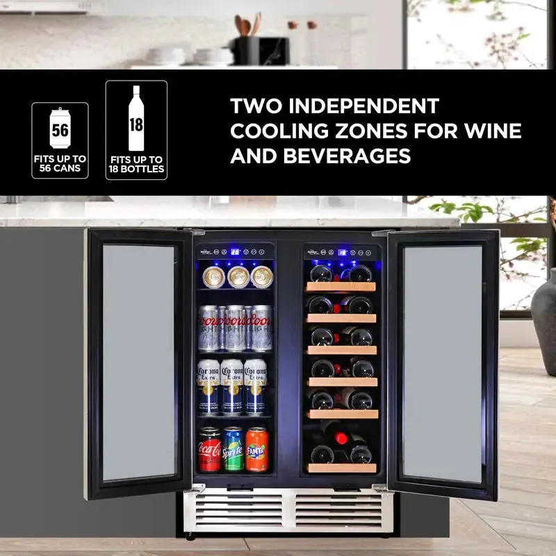 18 Bottle and 56 Can Dual Zone Freestanding Wine and Beverage Refrigerator