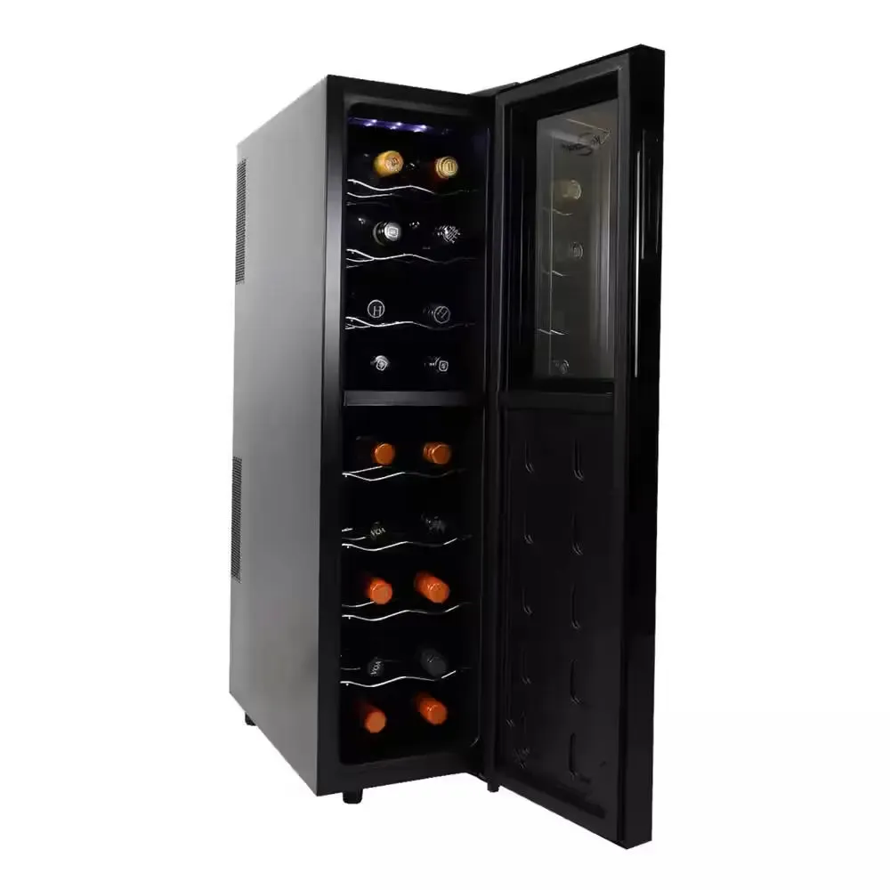 18 Bottle Slim Dual Zone Wine Cooler, Black, 1.9 Cu. Ft. (53L) Freestanding Wine Fridge