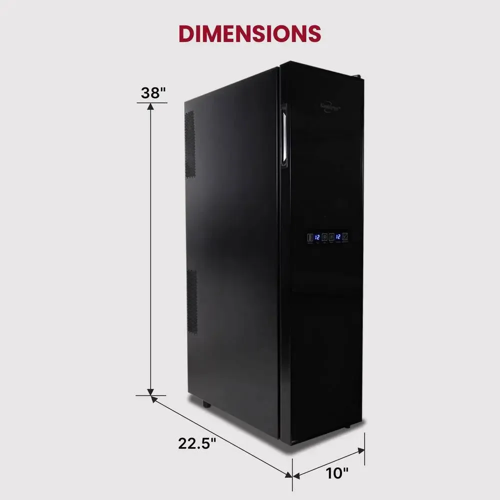 18 Bottle Slim Dual Zone Wine Cooler, Black, 1.9 Cu. Ft. (53L) Freestanding Wine Fridge