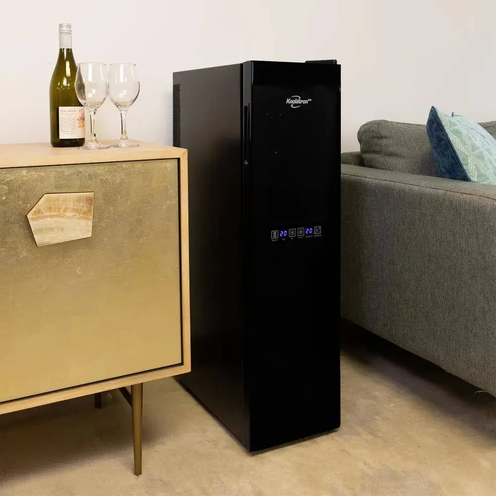 18 Bottle Slim Dual Zone Wine Cooler, Black, 1.9 Cu. Ft. (53L) Freestanding Wine Fridge