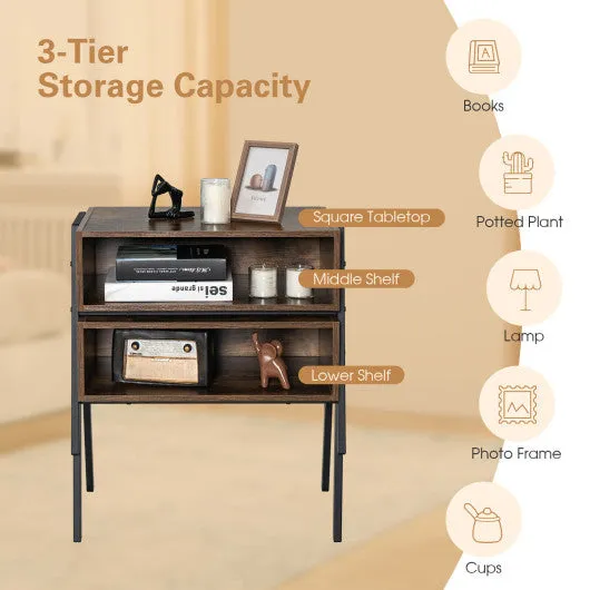 2 Pieces Stackable Night Stand Bedside End Table Set