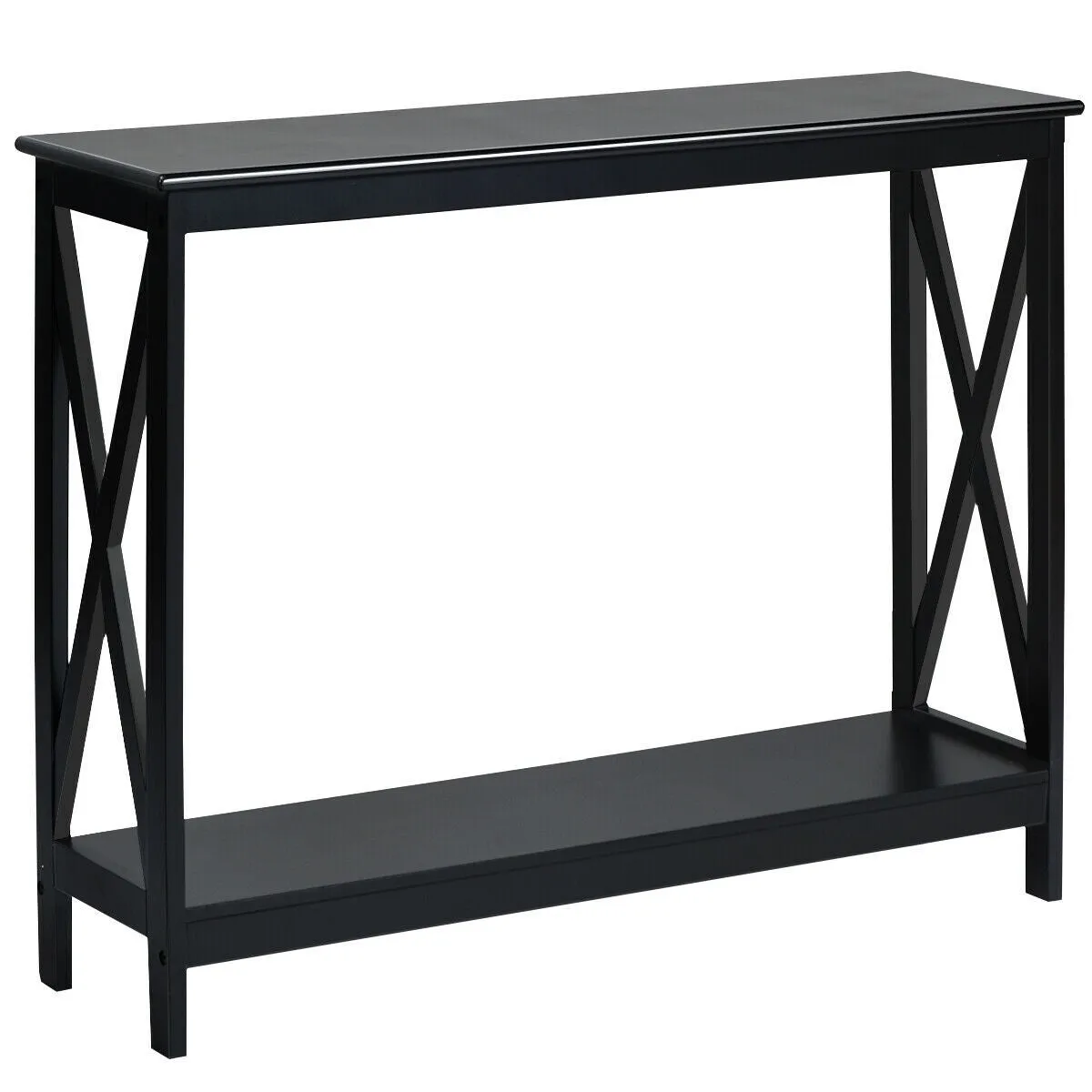2-Tier X-Design Side Accent Table - Black