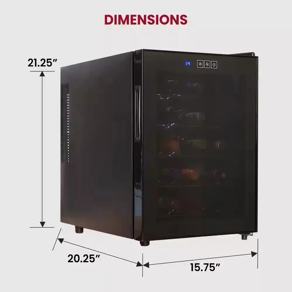20 Bottle Wine Cooler, Black 1.7 Cu. Ft.. (48L) Freestanding Thermoelectric Wine Fridge