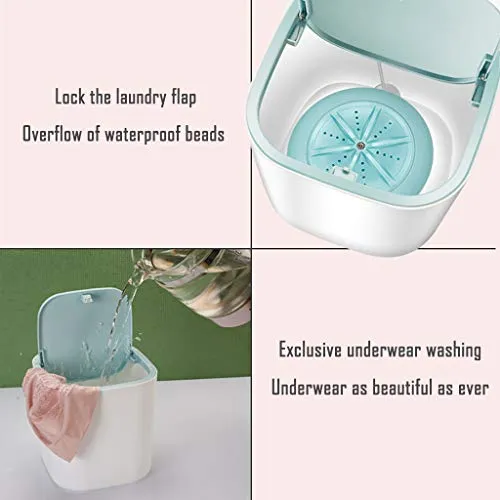 2020 New Upgraded Portable Washing Machine, Folding Fully automatic Laundry Machine, Turbine Washer, USB Cable, Low Noise, Mini Washing Machine for Camping, Dorms, Apartments,Business Trips (Bule)