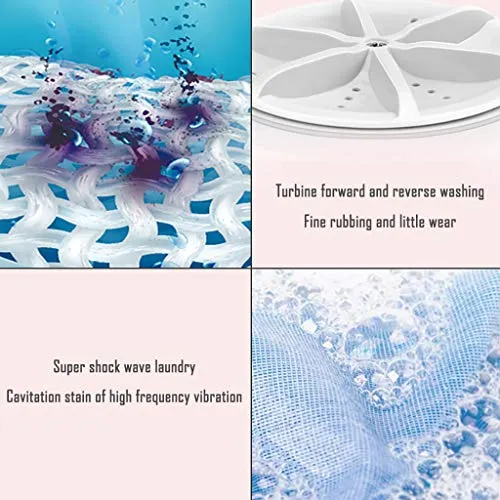 2020 New Upgraded Portable Washing Machine, Folding Fully automatic Laundry Machine, Turbine Washer, USB Cable, Low Noise, Mini Washing Machine for Camping, Dorms, Apartments,Business Trips (Bule)