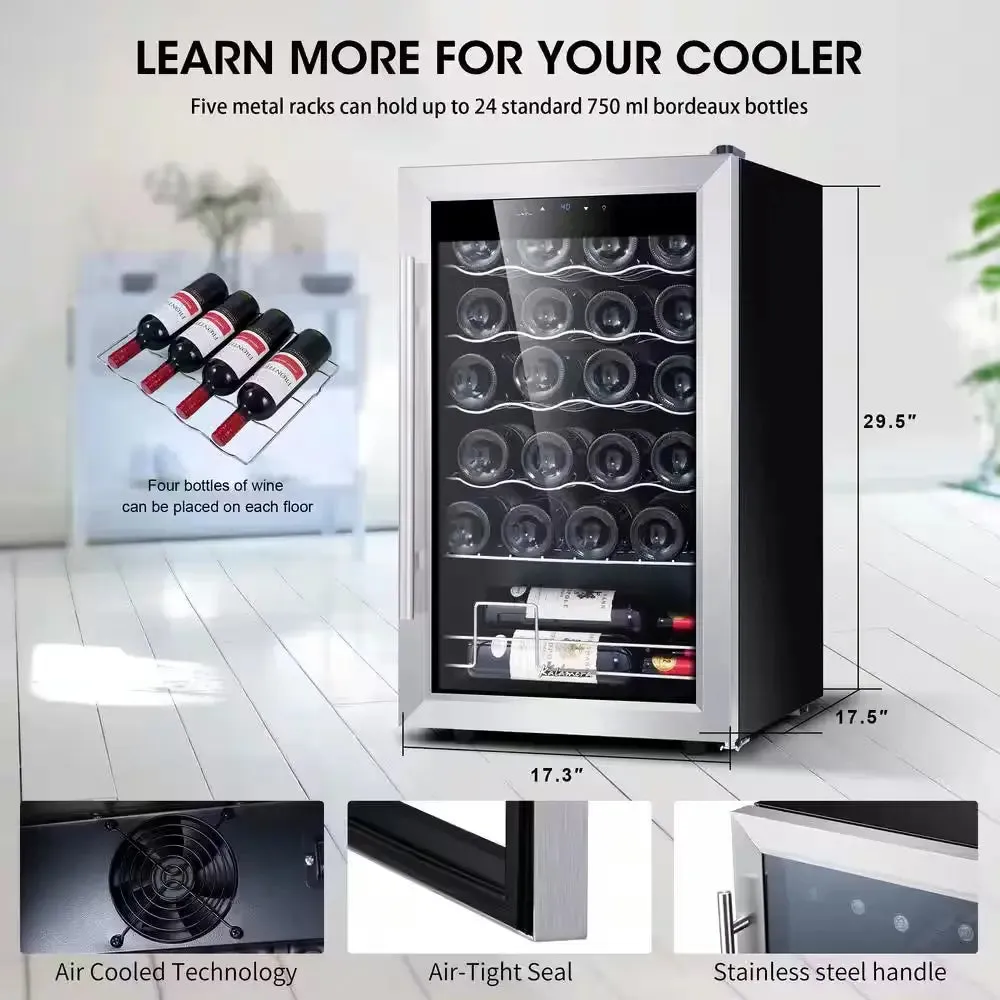 24 Bottle Single Zone Wine Cooler Small Wine Fridge