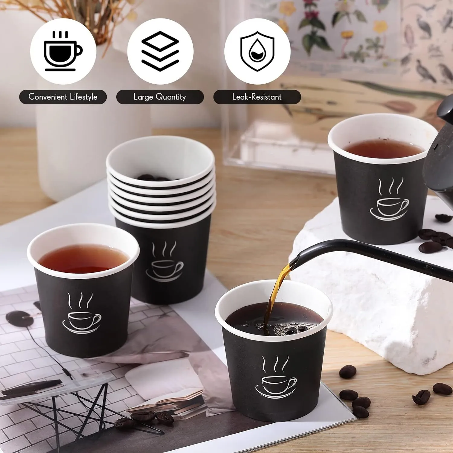 2400x 4oz Paper Disposable Coffee Cups for Takeaway (Bulk)