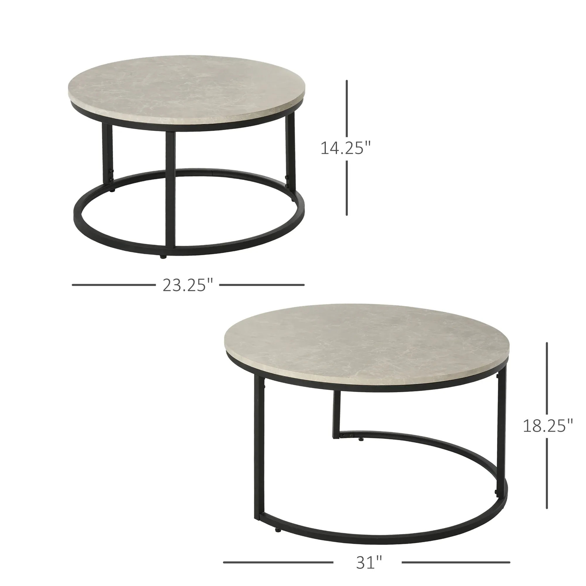 2pc Modern Coffee Table Set - Grey