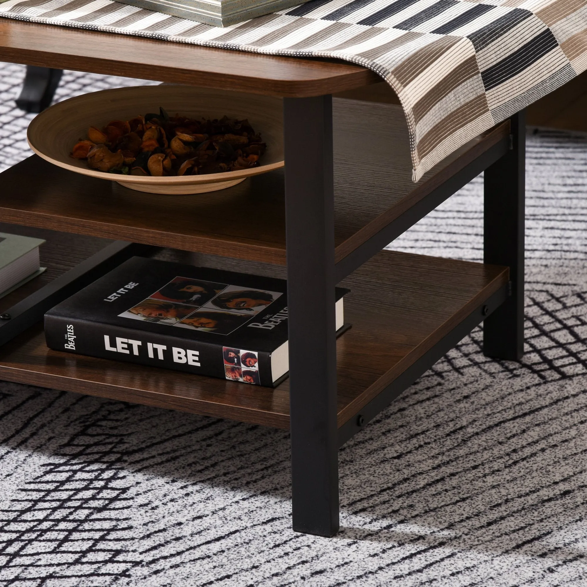3 Tier Rectangular Coffee Table - Brown