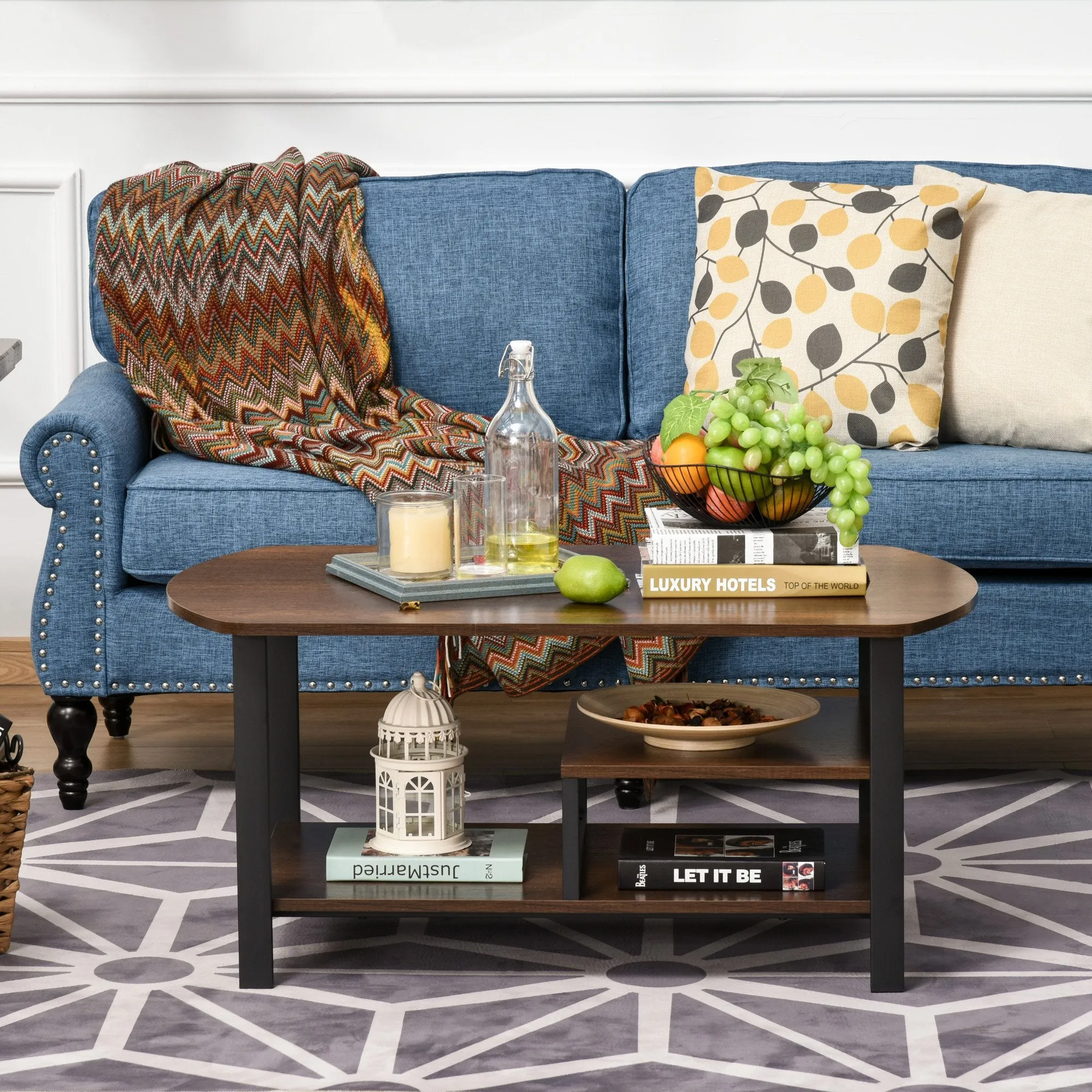 3 Tier Rectangular Coffee Table - Brown