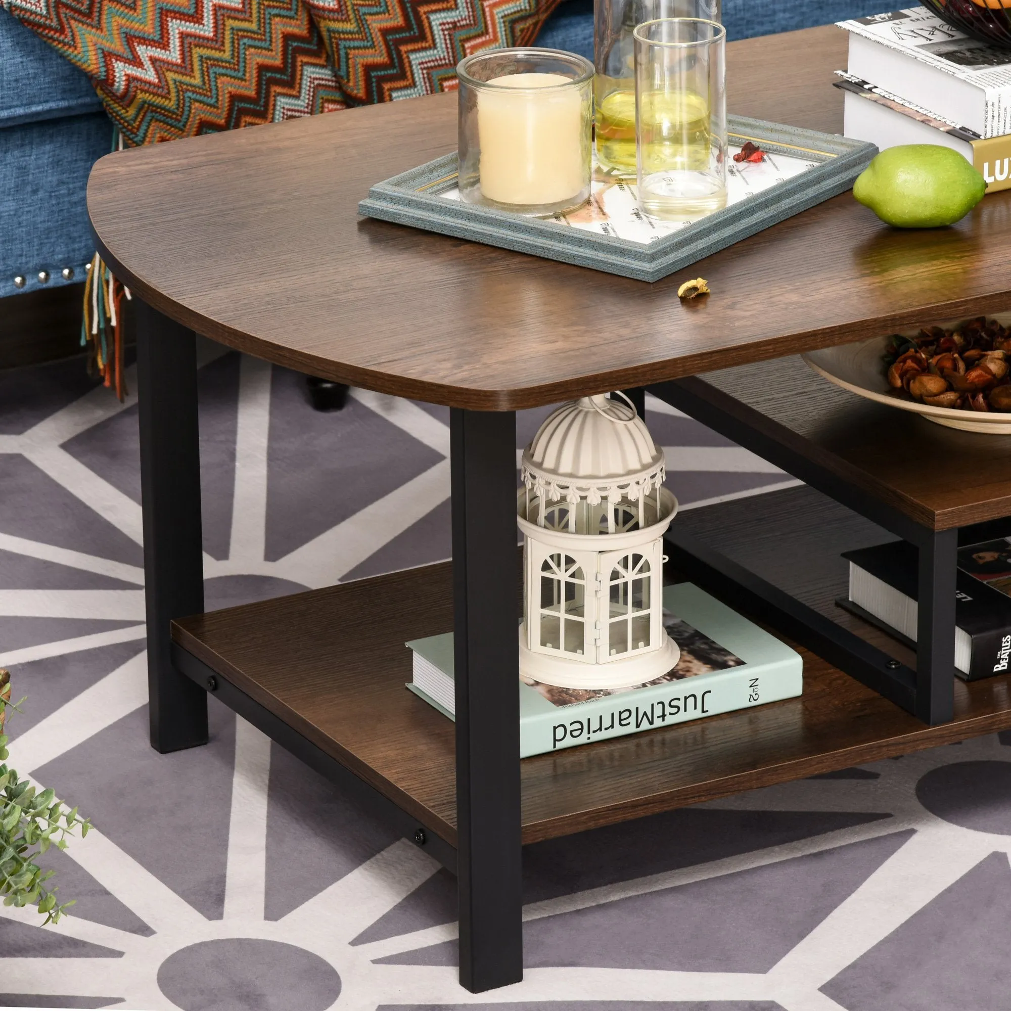 3 Tier Rectangular Coffee Table - Brown