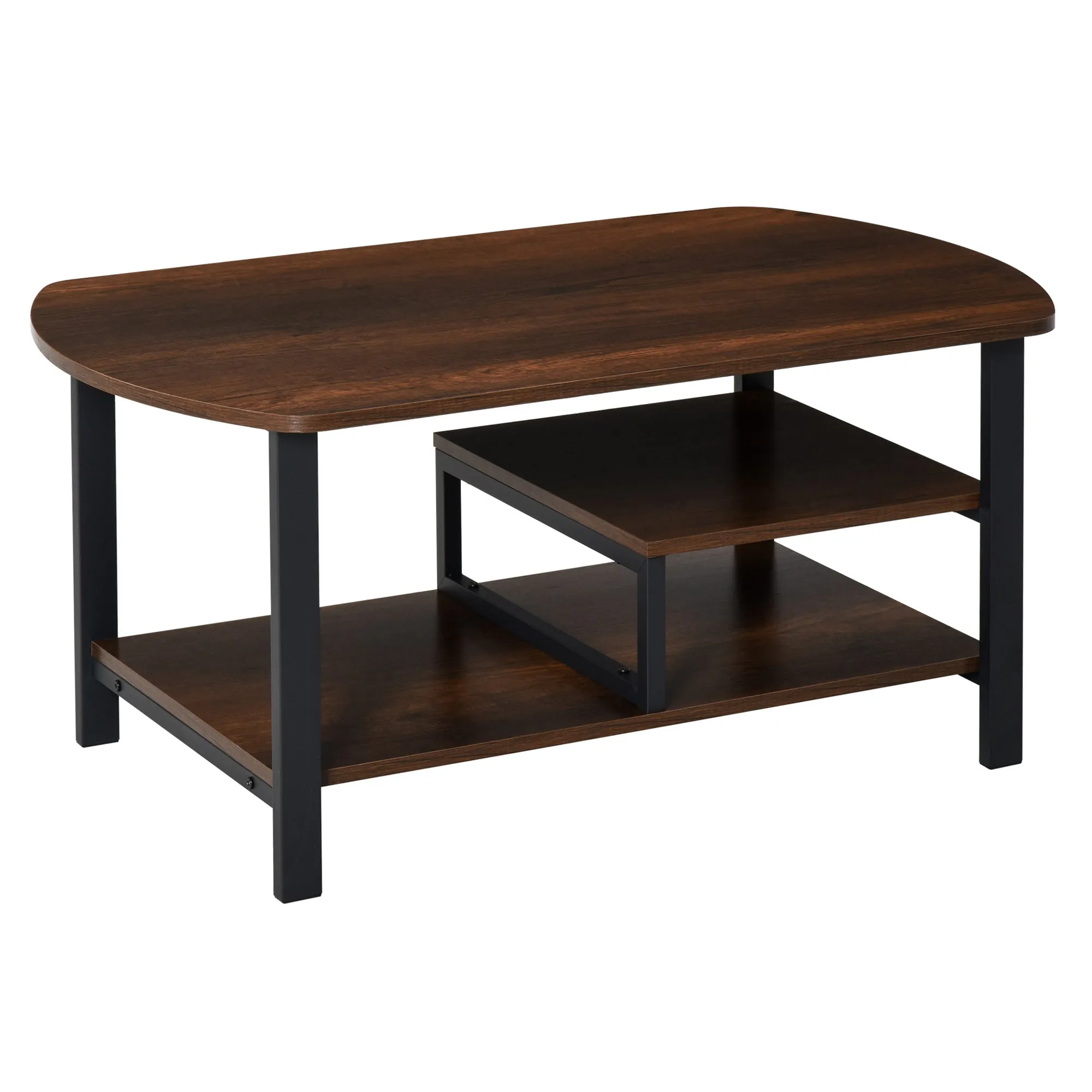 3 Tier Rectangular Coffee Table - Brown