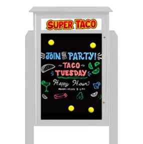 32" x 48" Standing Outdoor Message Center Magnetic Black Dry Erase Board with Header (Single Door)