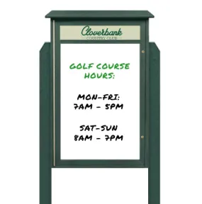 36" x 36" Standing Outdoor Message Center Magnetic White Dry Erase Board with Header (Single Door)