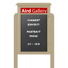 36" x 48" Standing Outdoor Message Center Magnetic Black Dry Erase Board with Header (Single Door)