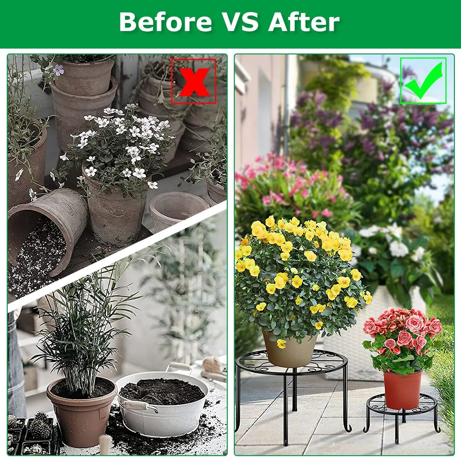4-Pack: Iron Plotted Plant Stands