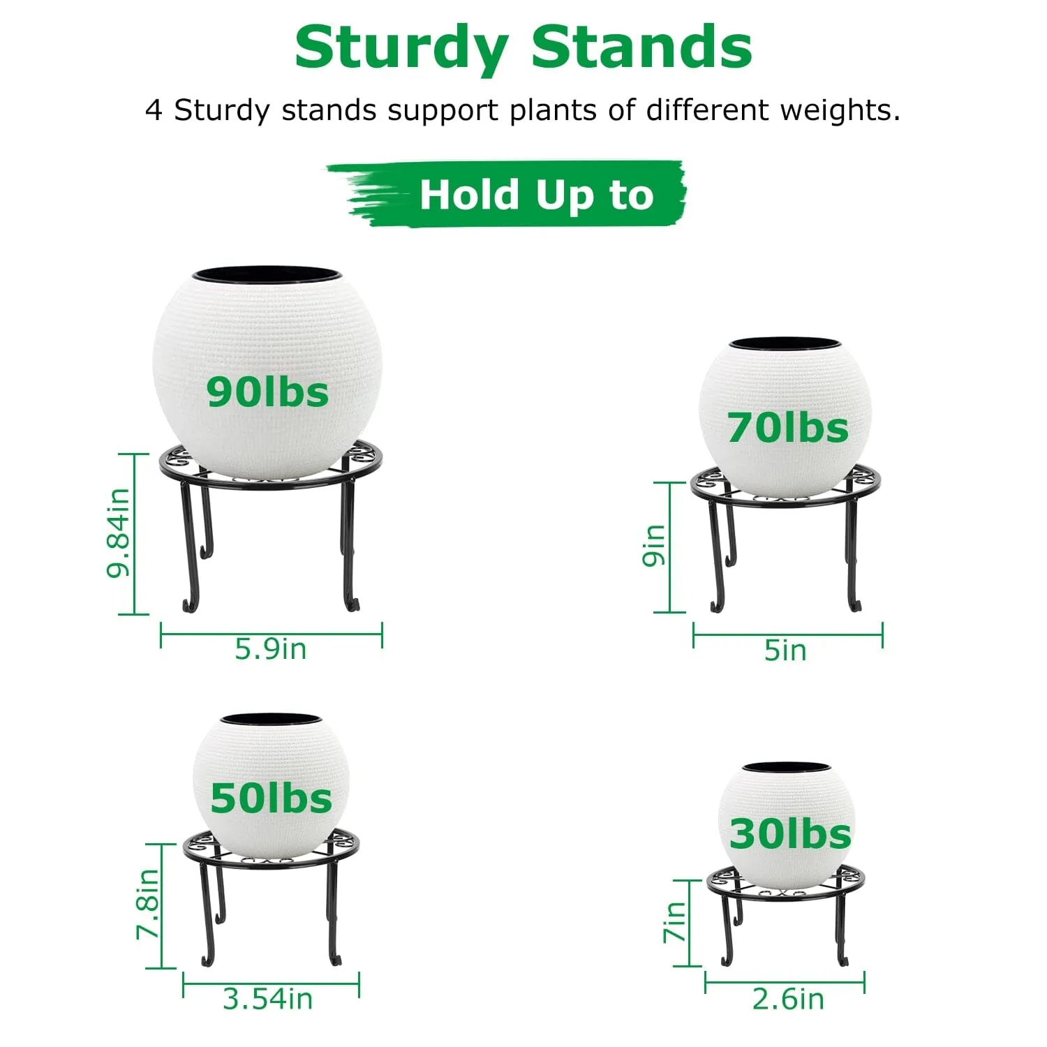4-Pack: Iron Plotted Plant Stands