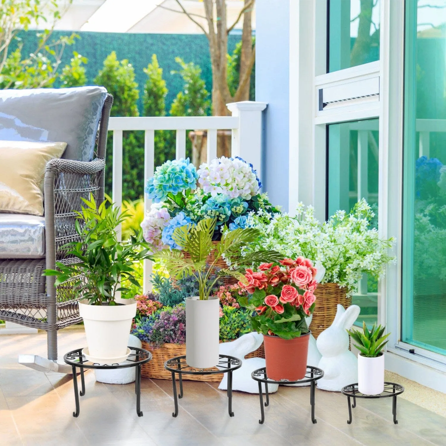 4-Pack: Iron Plotted Plant Stands