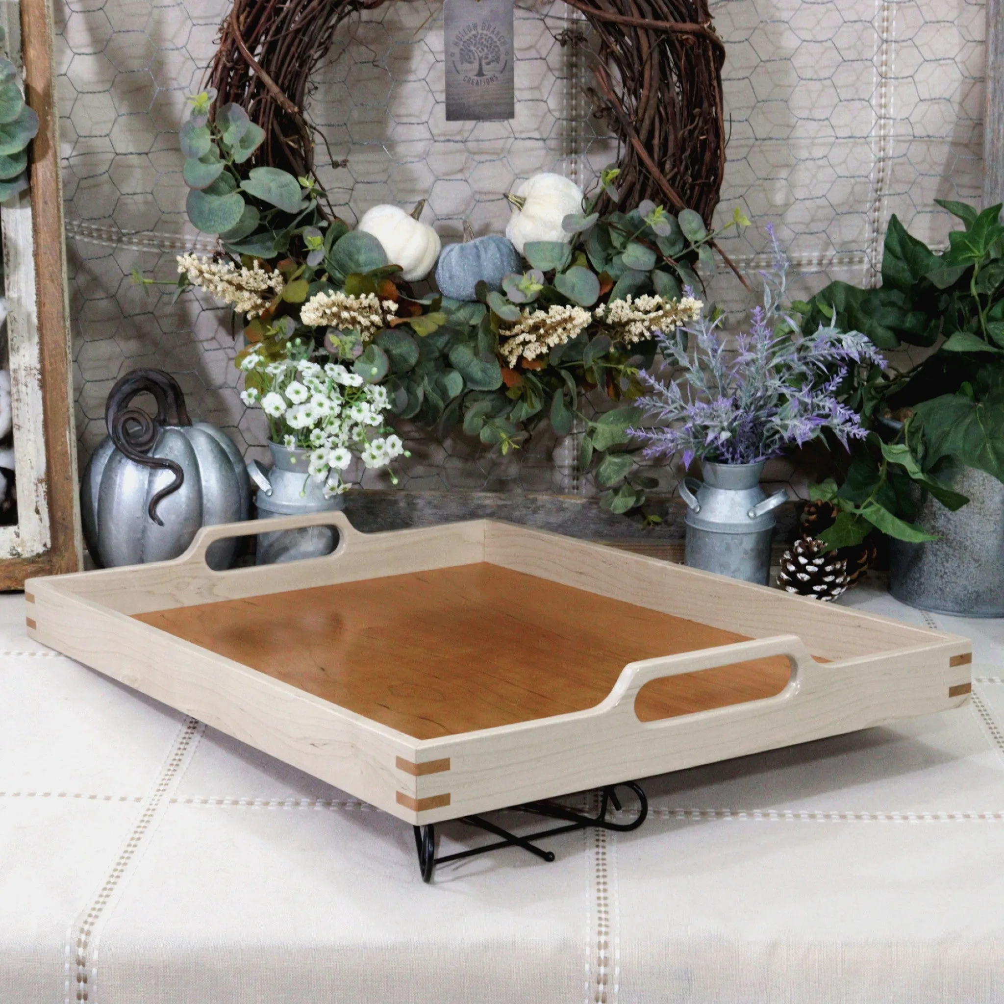4-PC Maple Wood Set:  Tray, Cutting Board, Wine Carrier & Coaster Set