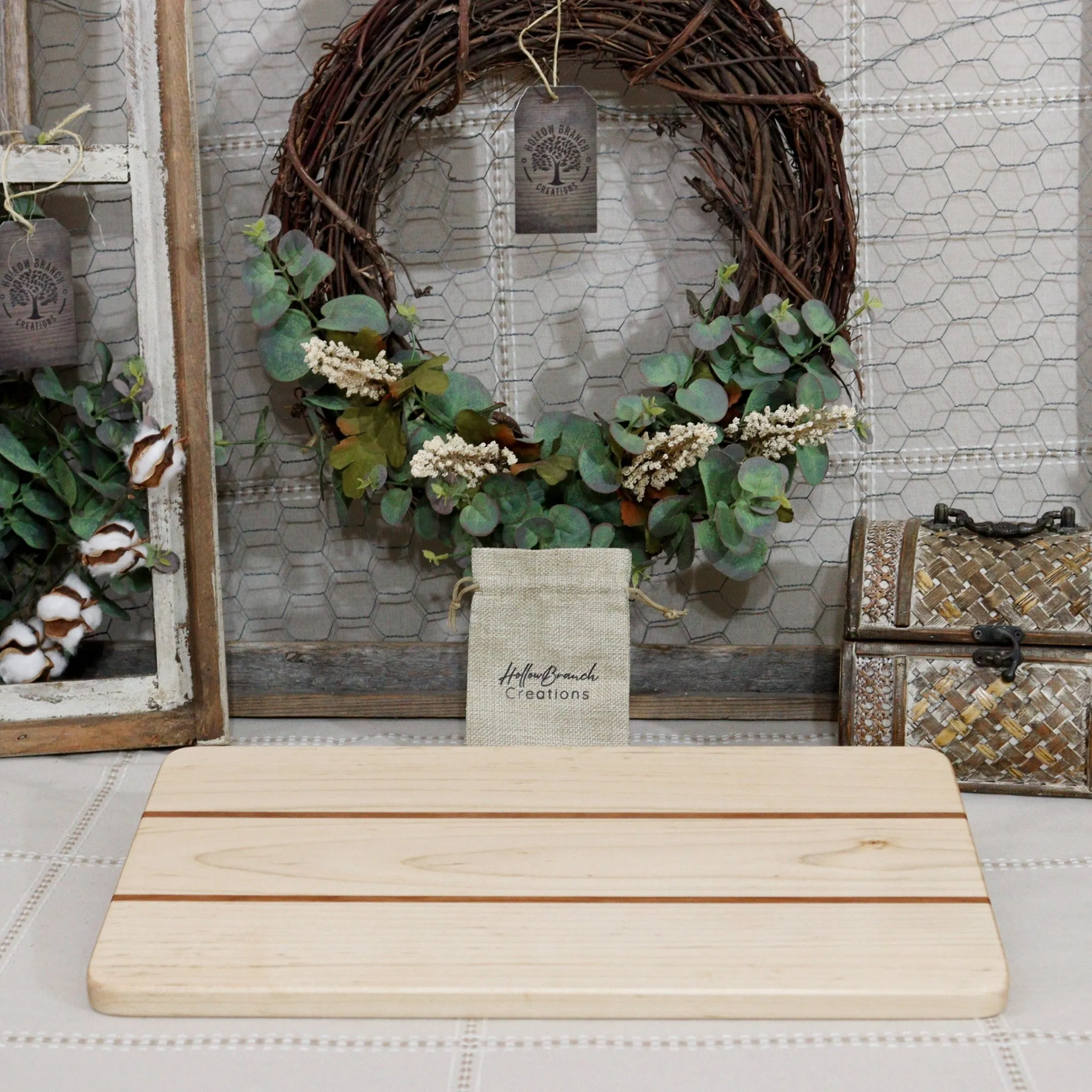 4-PC Maple Wood Set:  Tray, Cutting Board, Wine Carrier & Coaster Set