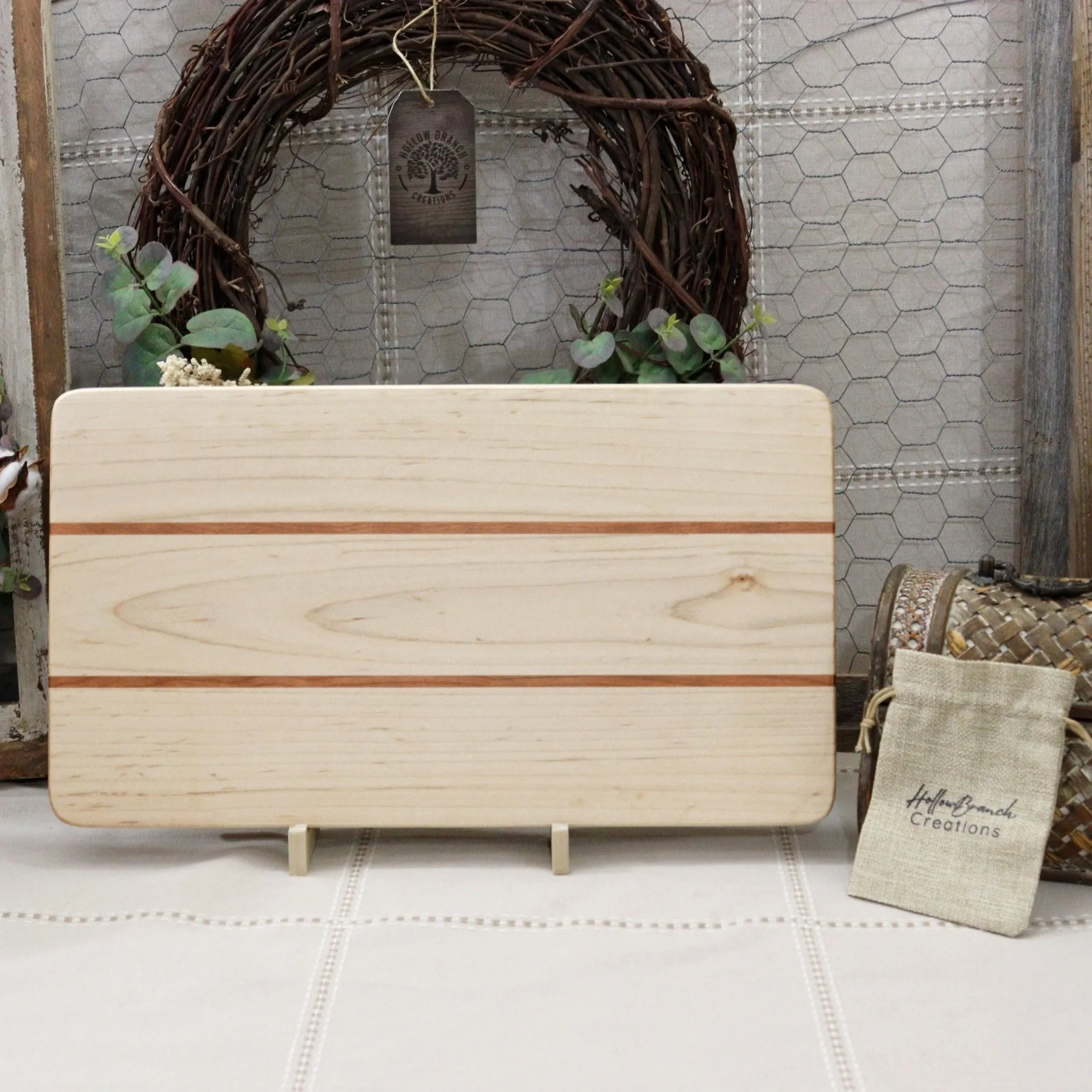 4-PC Maple Wood Set:  Tray, Cutting Board, Wine Carrier & Coaster Set