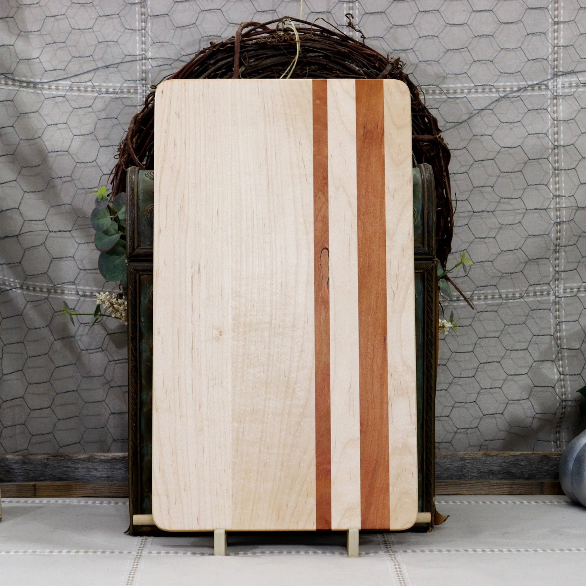 4-PC Maple Wood Set:  Tray, Cutting Board, Wine Carrier & Coaster Set