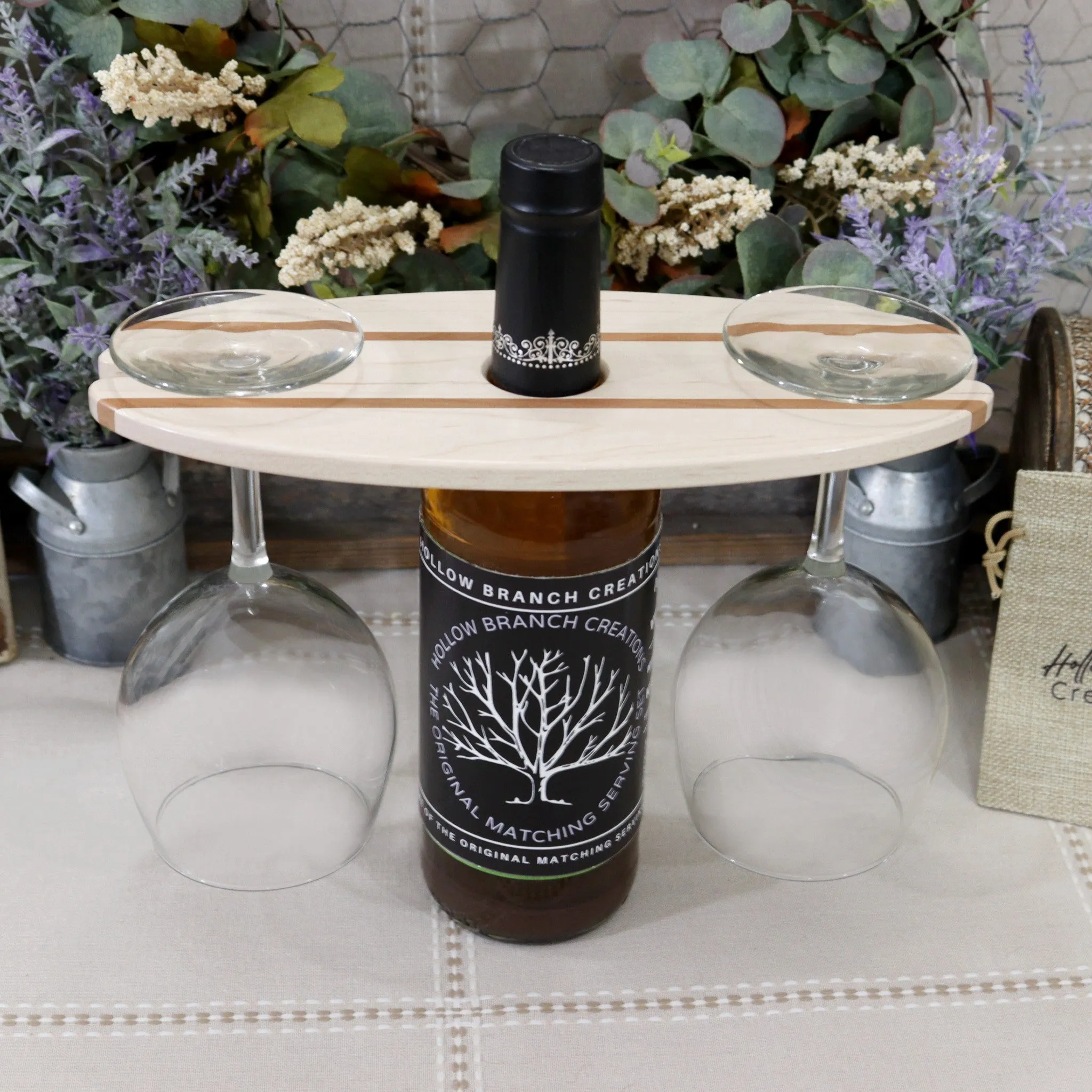 4-PC Maple Wood Set:  Tray, Cutting Board, Wine Carrier & Coaster Set