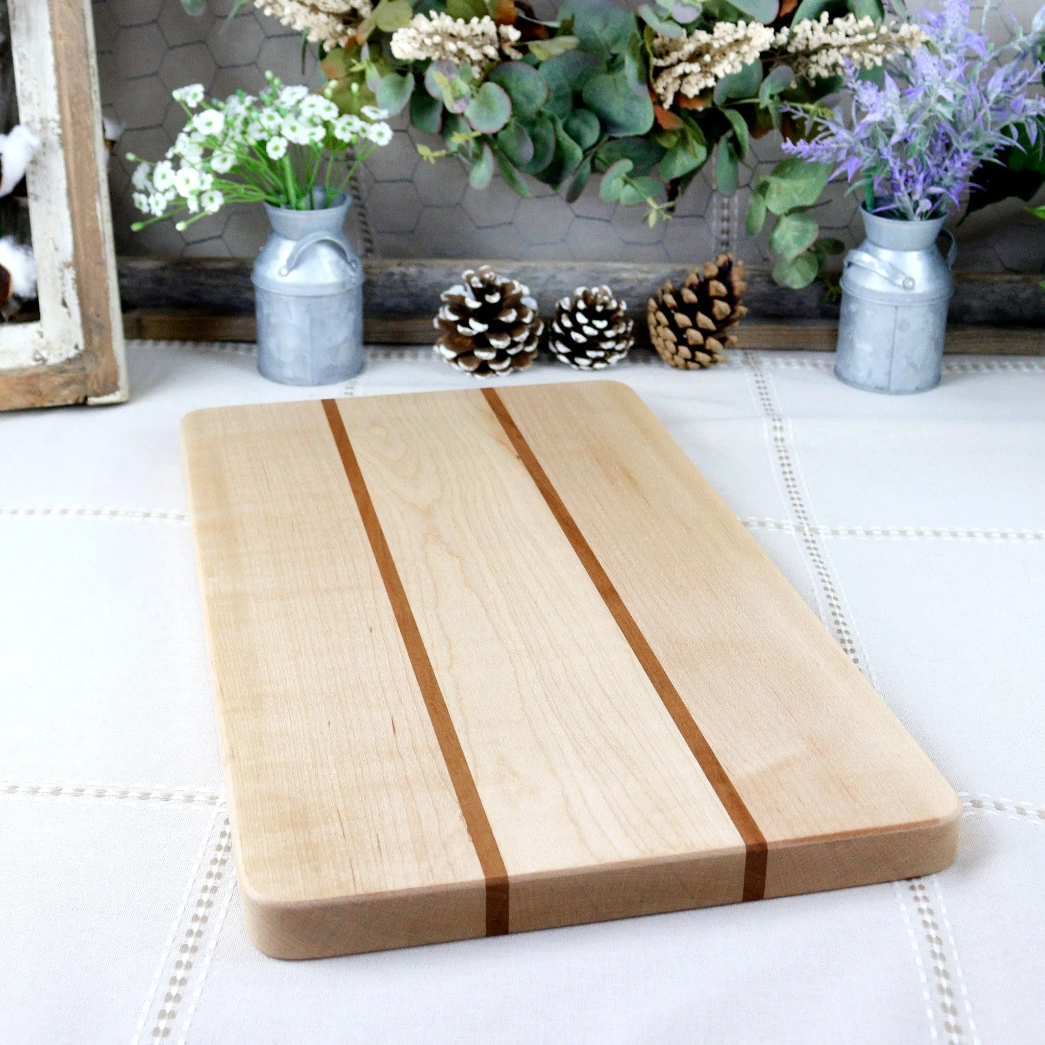 4-PC Maple Wood Set:  Tray, Cutting Board, Wine Carrier & Coaster Set