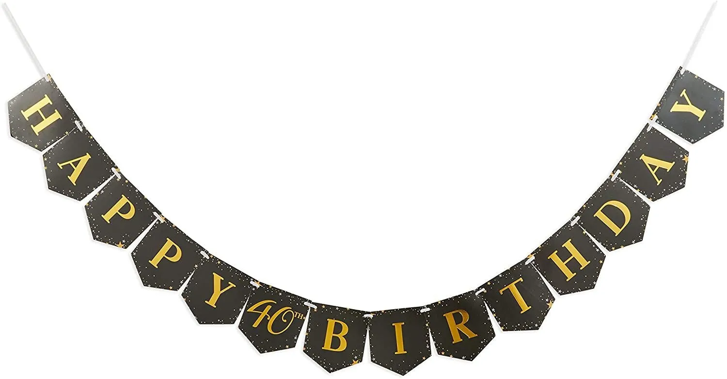 40th Birthday Decorations, Balloons, Cake Toppers and Party Banner (49 Pieces)