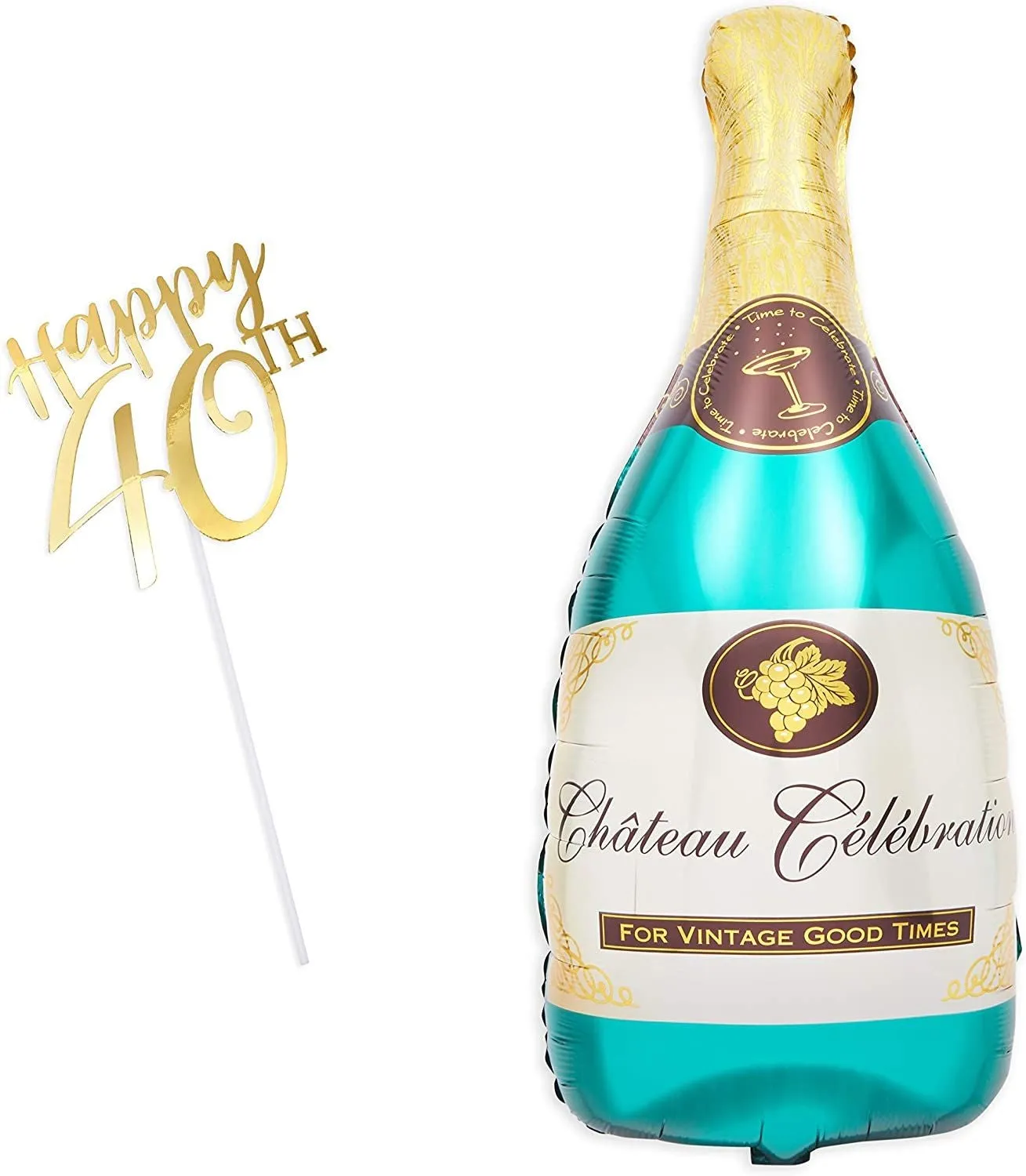 40th Birthday Decorations, Balloons, Cake Toppers and Party Banner (49 Pieces)