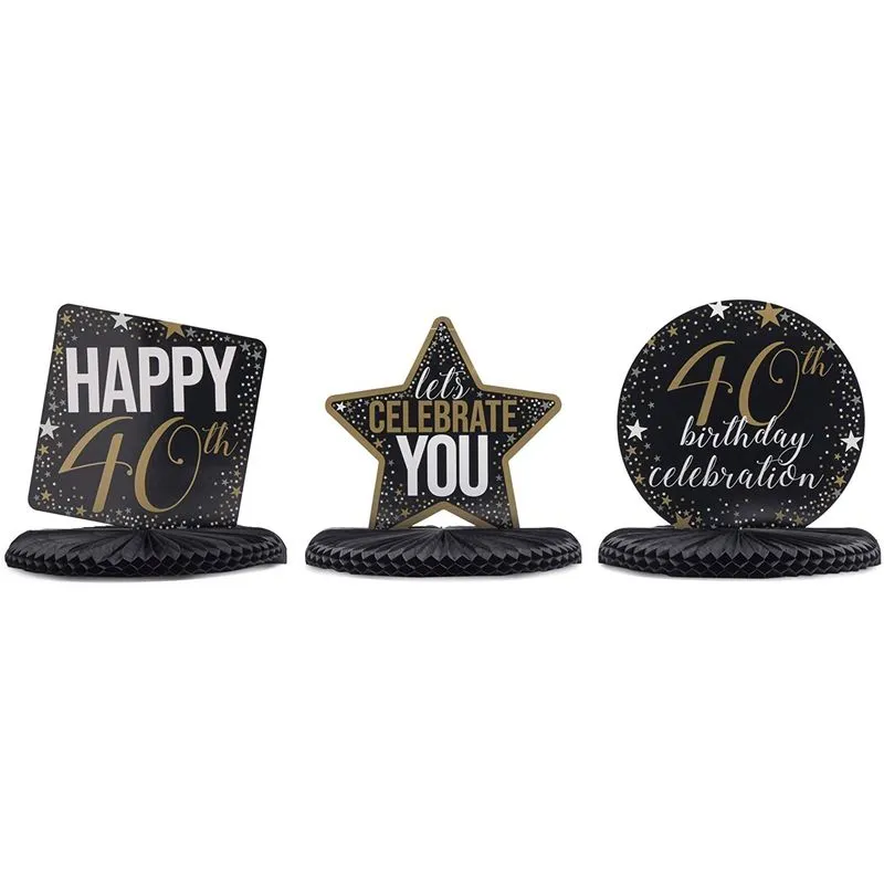 40th Birthday Party Honeycomb Centerpiece Decoration (12 x 11 In, 6 Pack)