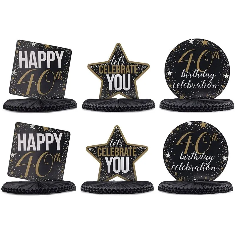40th Birthday Party Honeycomb Centerpiece Decoration (12 x 11 In, 6 Pack)
