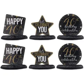 40th Birthday Party Honeycomb Centerpiece Decoration (12 x 11 In, 6 Pack)