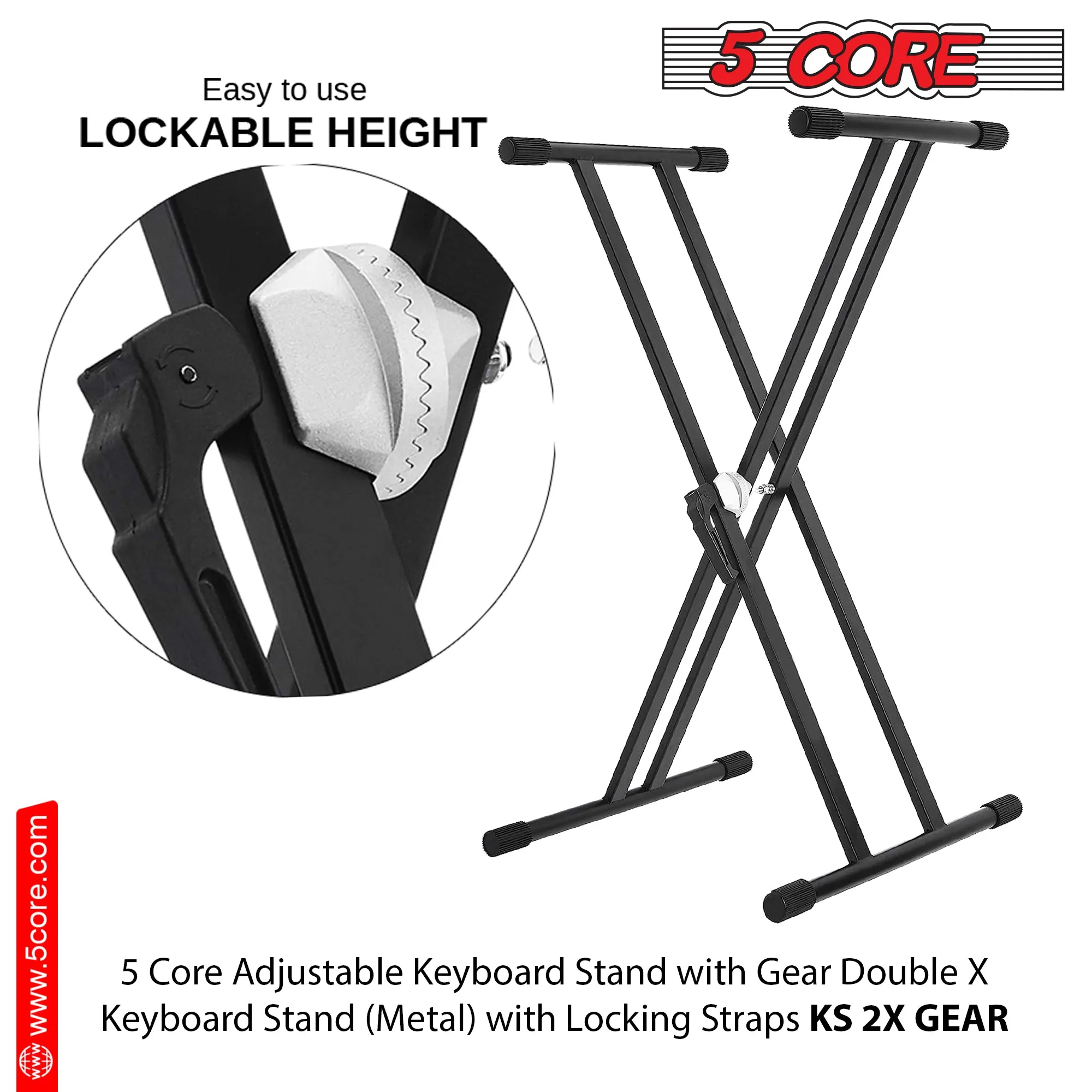 5Core Keyboard Stand Double X Style Adjustable Piano Riser   Keyboard Piano Bench