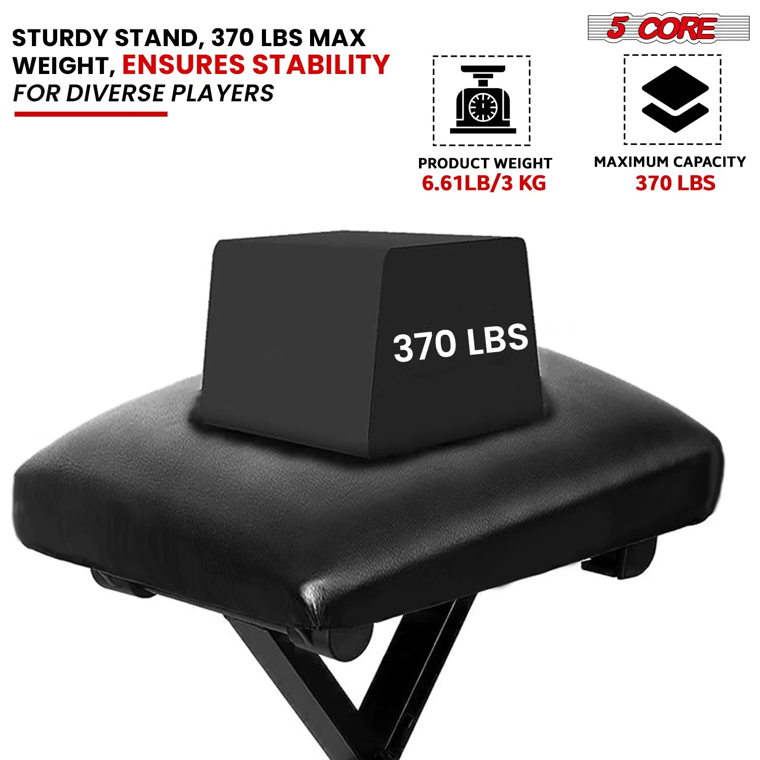 5Core Keyboard Stand Double X Style Adjustable Piano Riser   Keyboard Piano Bench