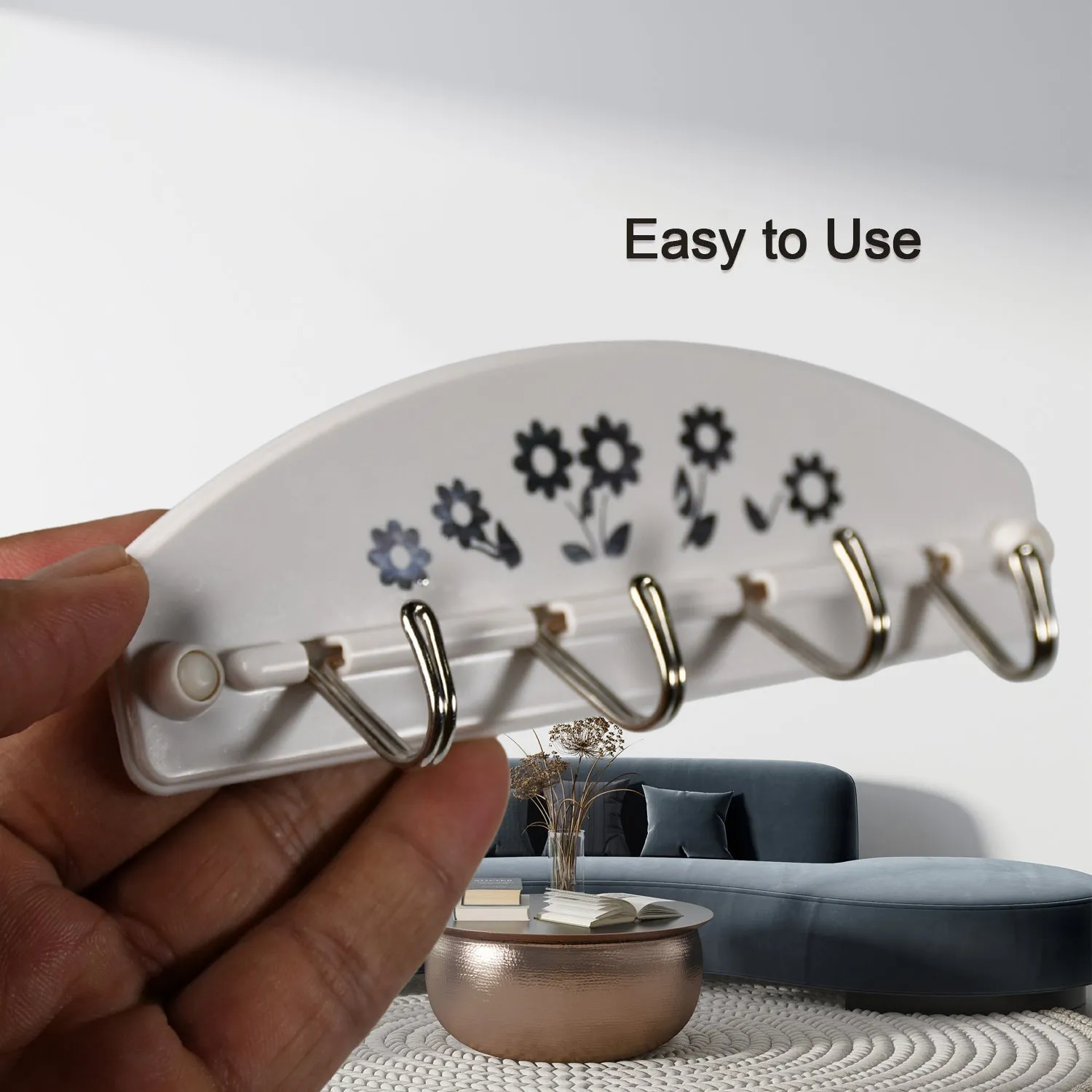 7484 Wall Adhesive Hook Hanger 4 Hooks Hanger  Strong Multipurpose Hanger Hooks
