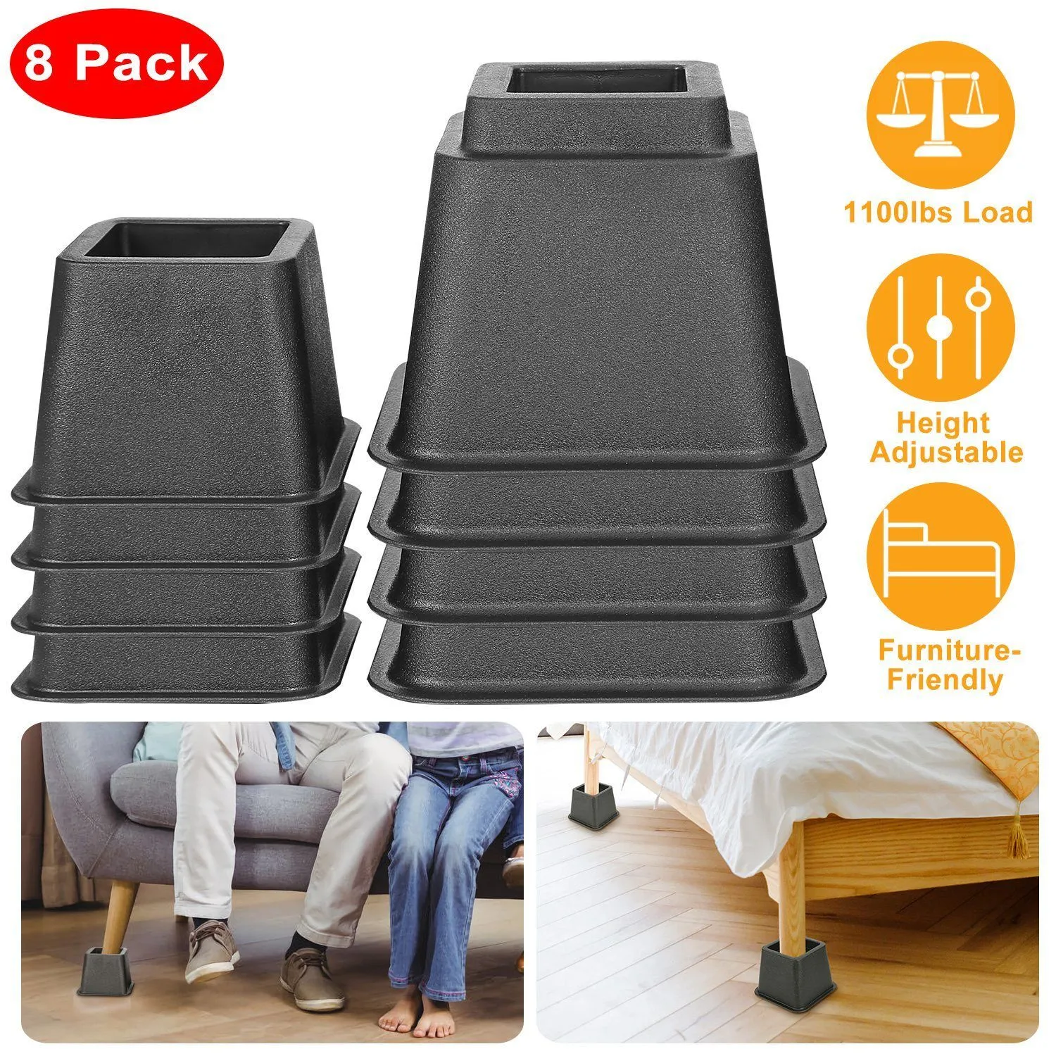 8-Pieces: Furniture Risers