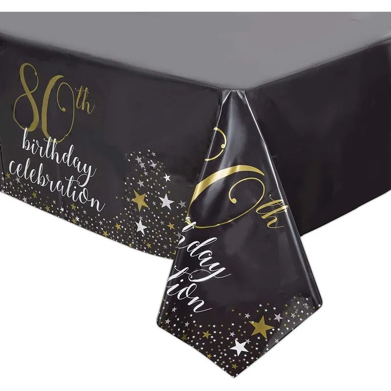 80th Birthday Party Pack, Dinnerware Set and Banner (Serves 24, 171 Pieces)