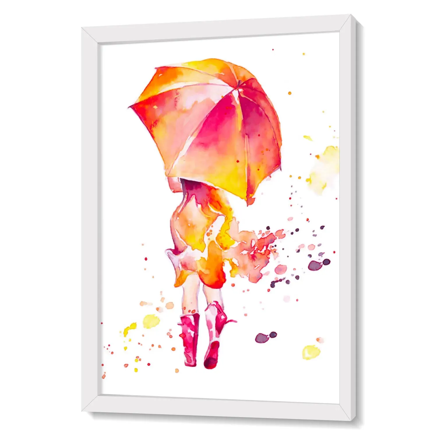 A Girl With Umbrella Colourful Artwork