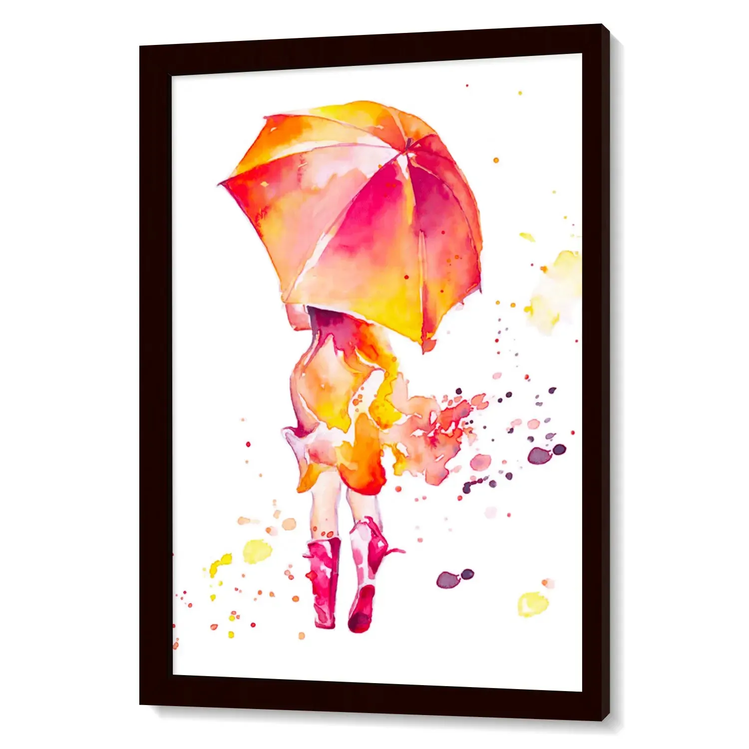 A Girl With Umbrella Colourful Artwork
