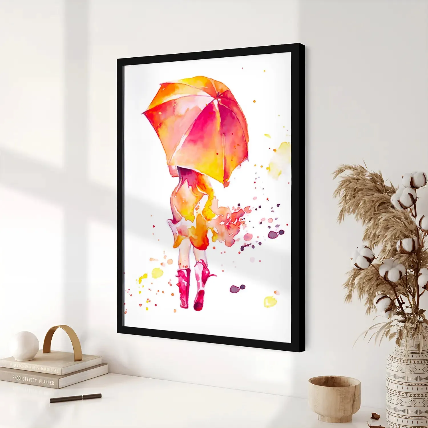 A Girl With Umbrella Colourful Artwork