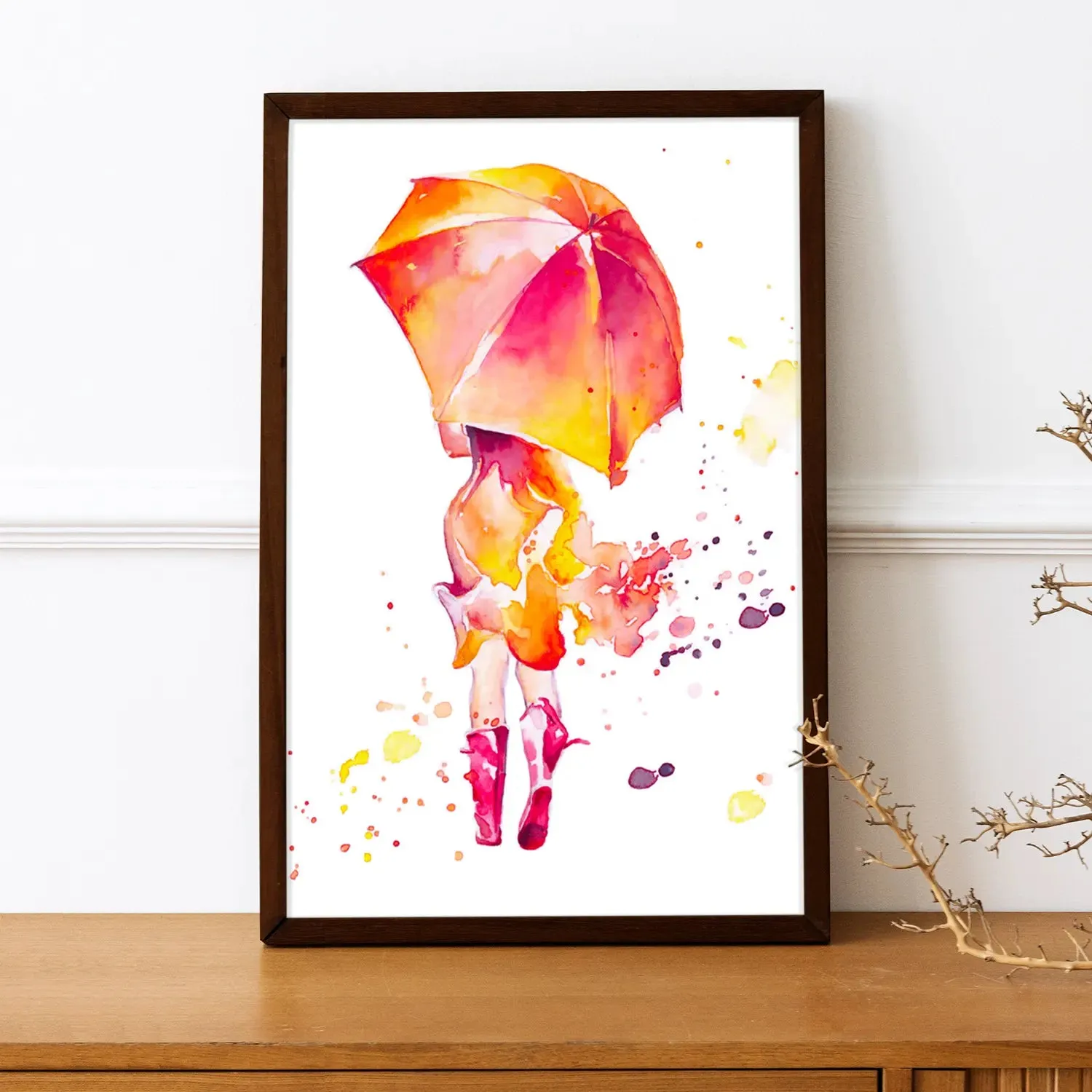 A Girl With Umbrella Colourful Artwork