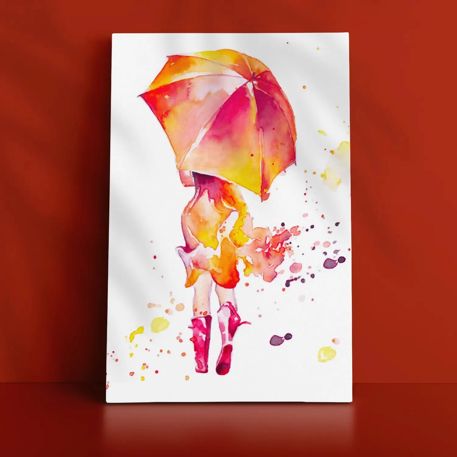 A Girl With Umbrella Colourful Artwork